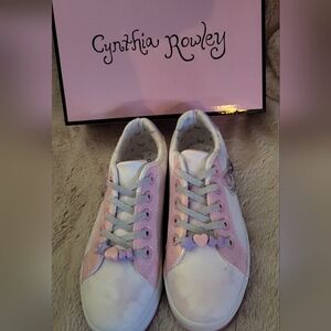 NWOT Girls Cynthia Rowley Pink and White Sneakers Tie Dye Slip On Butterfly